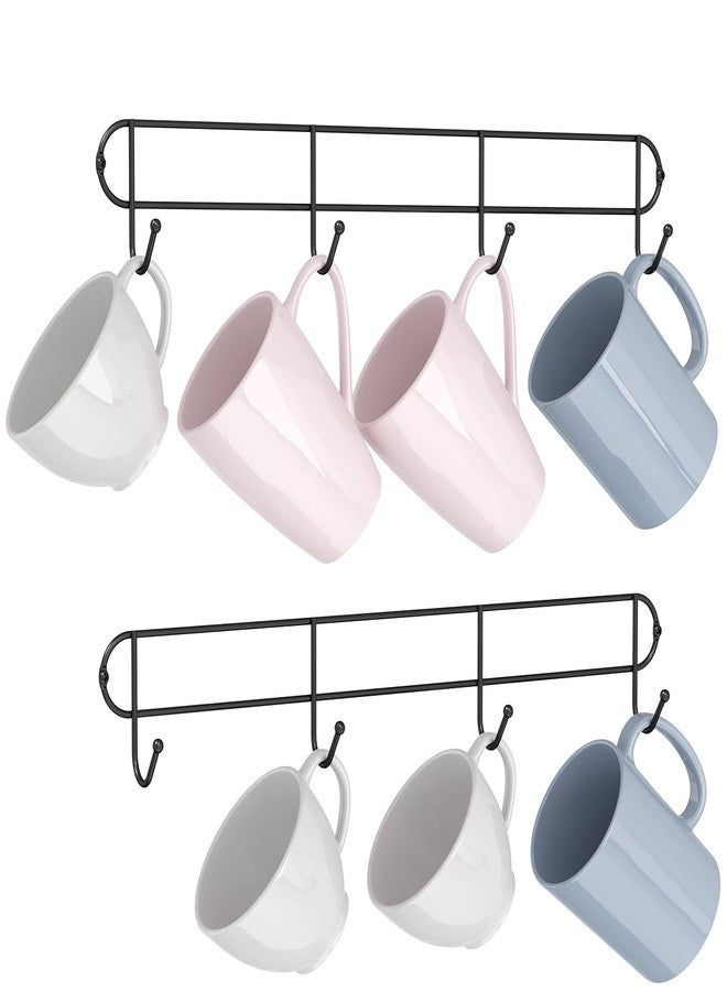 Tibres - Coffee Mug Rack Wall Mounted - Mug Holder - Coffee Cup Organizer - Mug Hanger - Coffee Cup Rack with Mug Hooks for Kitchen - Rustic Farmhouse Storage Tea Cup Hooks - Set of 2 - Black - Image 1